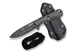 Mini Elementum Fixed Micarta Dark Green Damascus><noscript><img width=